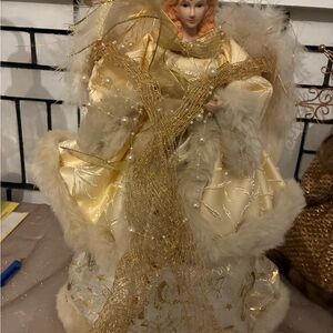 Elegant Gold and Cream Angel Tree Top